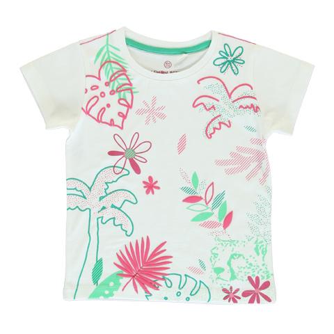 Dievčenské tričko LEMON BERET biele s palmou
